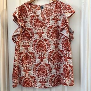 SHEIN Red and White Floral Blouse